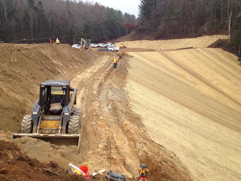 Whitmire Grading has prepared this area for the construction of a segmental retaining wall