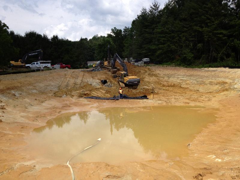 Whitmire Grading crews are constructing the storm water retention pond.
