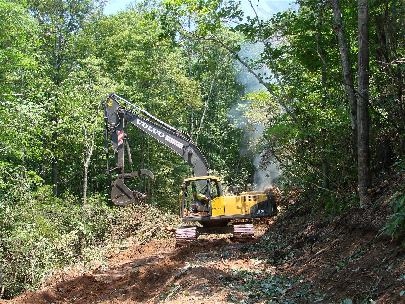 Whitmire Grading is clearing the land for a new road near Brevard, NC